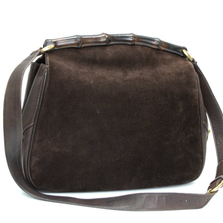 GUCCI Interlocking G Flap Shoulder Bag Suede Leather Brown #76537