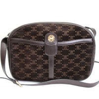 CELINE Vintage Shoulder Bag Triomphe Suede Brown #75266