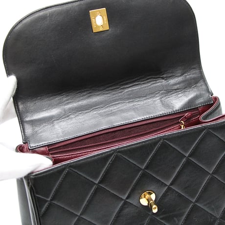 CHANEL Kelly Flap Bag with Chain Quilted Lambskin Black #75559