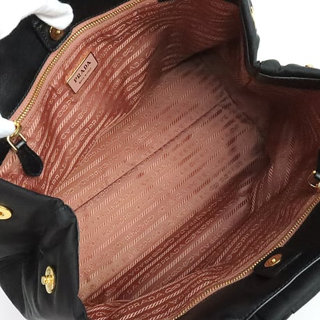 PRADA Fiocco Bow Handbag Nylon Leather Black #20168