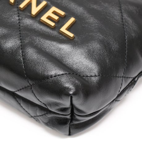 CHANEL 22 Mini Handbag Shiny Calfskin Black #76785