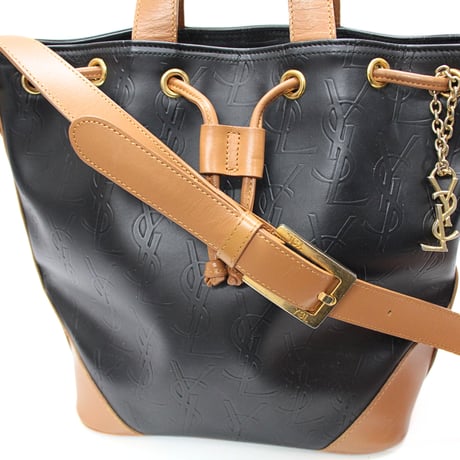 YVES SAINT LAURENT Bucket Shoulder Bag Leather Black #76586