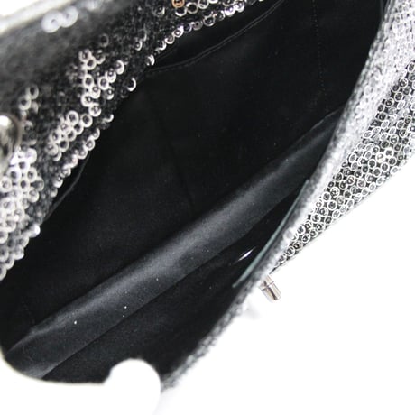 CHANEL East West Flap Bag Hidden Sequins Metallic Silver ＃75690