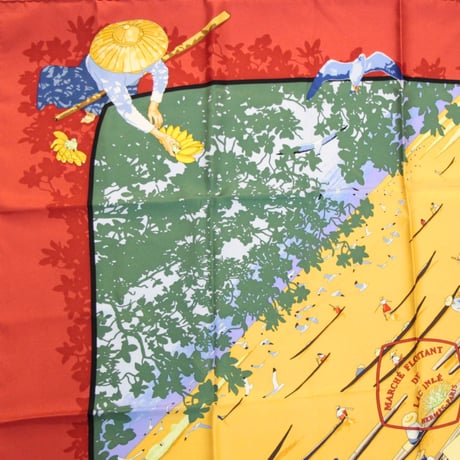 HERMES Carre 90 Silk 100% Scarf Stole "MARCHE FLOTTANT DU LAC INLE" #76443