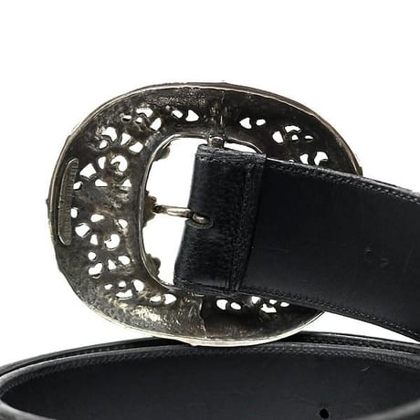 Chrome Hearts 2Inches Old Talon Center Bar Leather Belt #104663