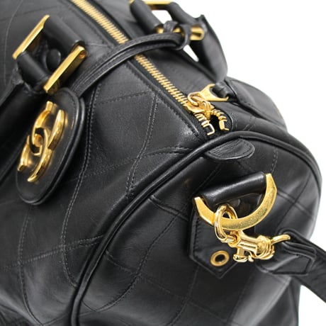 CHANEL Duffle Bag Diamond Stitched Calfskin Black #76713