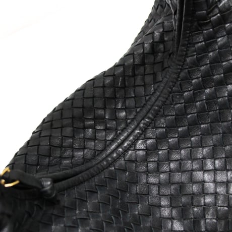 BOTTEGA VENETA Hobo Bag Intrecciato Leather Black #76287