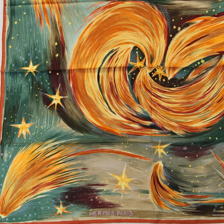 HERMES Carre 90 Silk 100% Scarf Stole "FEUX DU CIEL" #76440