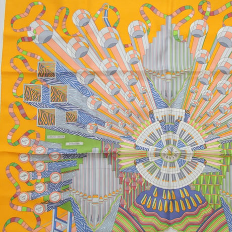 HERMES Carre 90 Silk 100% Scarf Stole "POINT D’ORGUE" #76495