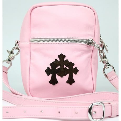 Chrome Hearts TAKA MINI Cross Patch Shoulder Bag Pink & Dark Brown #32224
