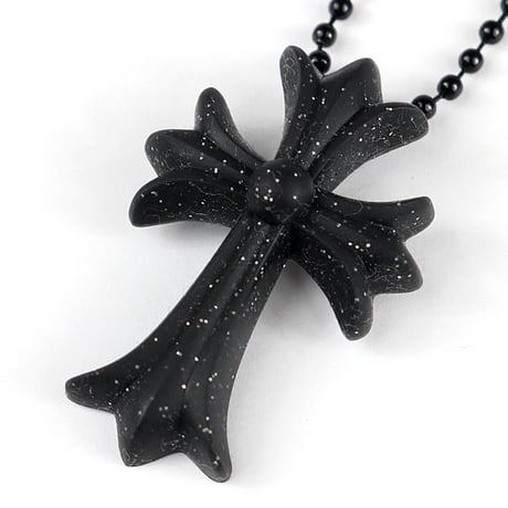 Chrome Hearts Brand-New Silicone Rubber Small CH Cross Necklace Black #31657