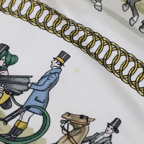 HERMES Carre 90 Silk 100% Scarf Stole "La Promenade de Longchamps" #76750