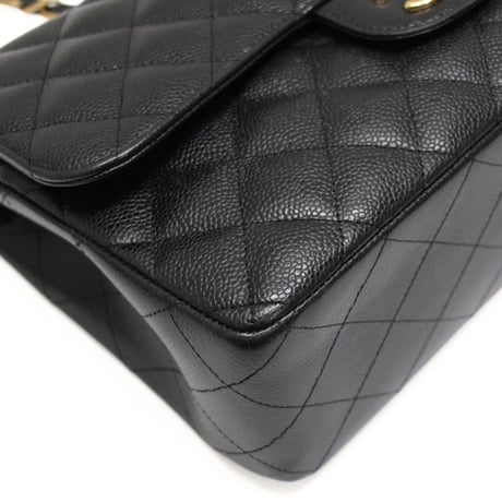 CHANEL Classic 30 Jumbo Double Flap Bag Quilted Caviar Black #76370