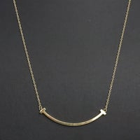 TIFFANY＆Co. Small T Smile Pendant Necklace 18K Yellow Gold #19571
