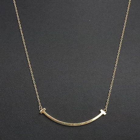 TIFFANY＆Co. Small T Smile Pendant Necklace 18K Yellow Gold #19571