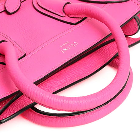 CELINE Micro Luggage Tote Bag Leather Neon Pink #19759