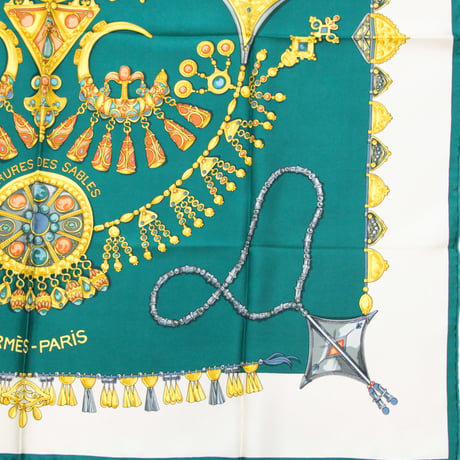 HERMES Carre 90 Silk 100% Scarf Stole "PARURES DES SABLES" #76752