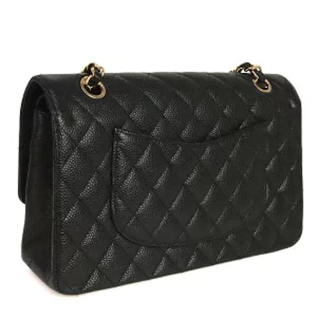 CHANEL Classic 25 Medium Double Flap Bag Quilted Caviar Black ＃20223