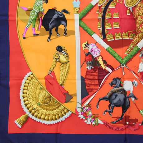 HERMES Carre 90 Silk 100% Scarf Stole "PLAZA DE TOROS" #76520