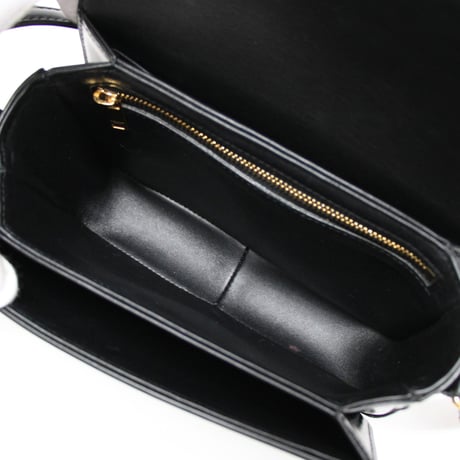 CELINE Teen Triomphe Shoulder Bag Calf Leather Black #76208