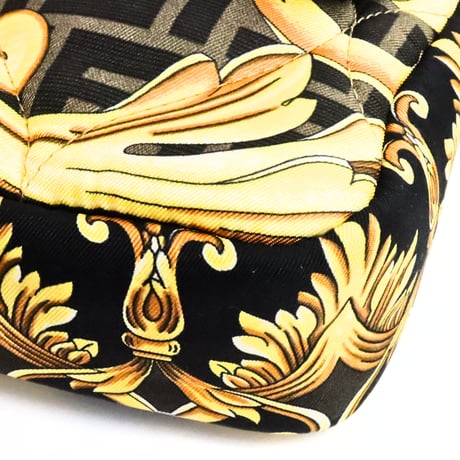 FENDI x VERSACE FENDACE Mamma Baguette Bag Quilted Printed Silk 8BR600 #19656
