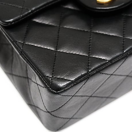 CHANEL Mini Square Flap Bag Quilted Lambskin Black #75030