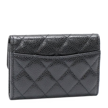 CHANEL Mini Flap Wallet Quilted Caviar Black #76716