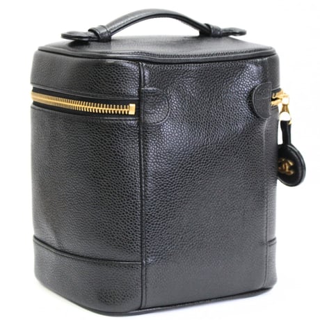 CHANEL CC Logo Vanity Bag Caviar Black #76196