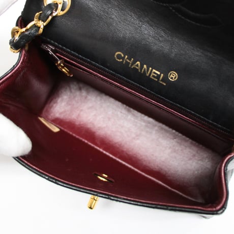 CHANEL Mini Square Flap Bag Quilted Lambskin Black #75615