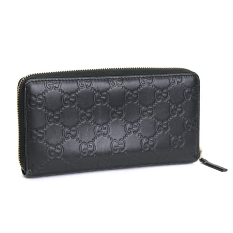 GUCCI Zip-around Wallet Guccissima Leather Black #76472