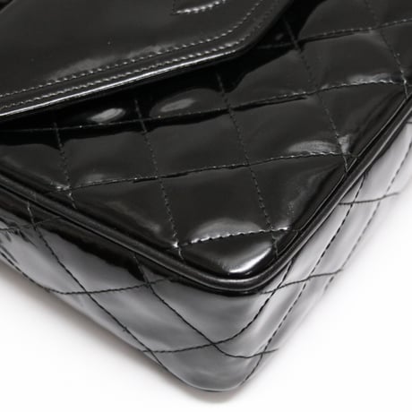 CHANEL Camera Bag with Fringe Charm Quilted Patent Black #75578