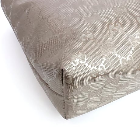 GUCCI Tote Bag GG Imprime PVC Leather Champagne Gold #19849