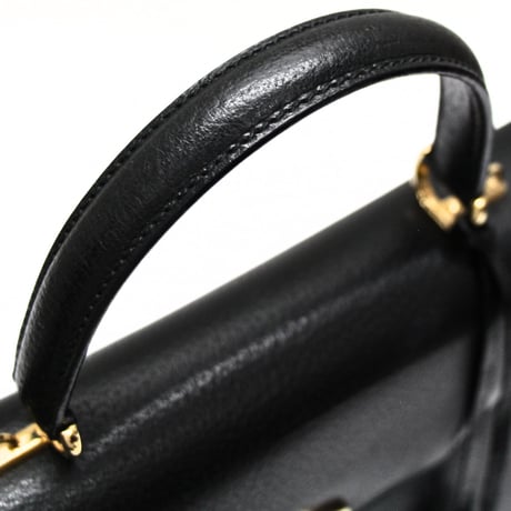 GUCCI Lady Lock Top Handle Bag Leather Black #75830