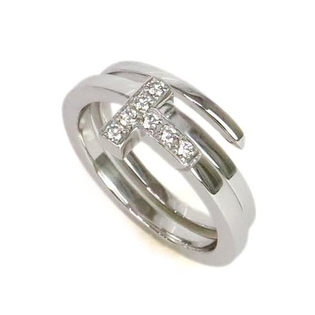 TIFFANY＆CO. T Square Wrap Diamond Ring 18K White Gold #19723
