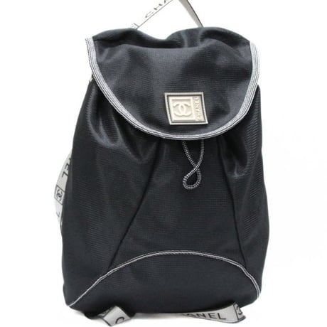 CHANEL Sports Line CC Logo Backpack Nylon Black #76369
