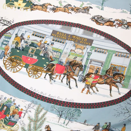HERMES Carre 90 Silk 100% Scarf Stole "The Bull & Mouth Regent's Circus Piccadilly" #76557