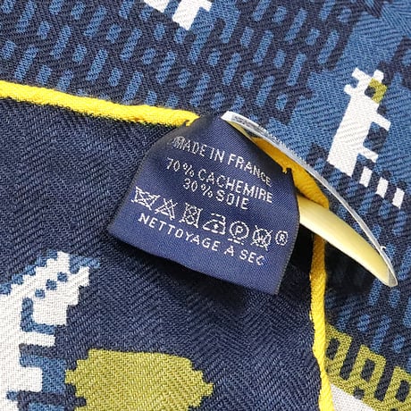 HERMES Carre 100 Silk & Cashmere Scarf Stole "MADISON PARTY" #19706