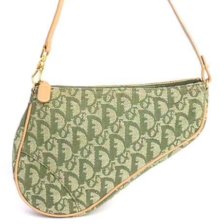 Christian Dior Small Saddle Pouch Oblique Canvas Green #20042