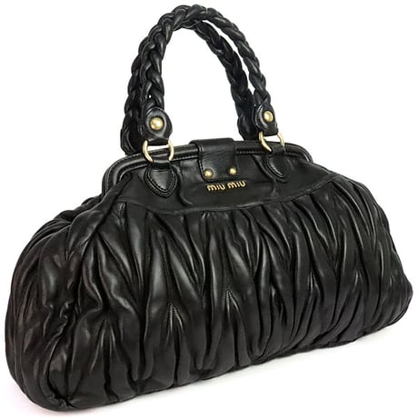 Miu Miu Matelasse Handbag Nappa Leather Black #20050