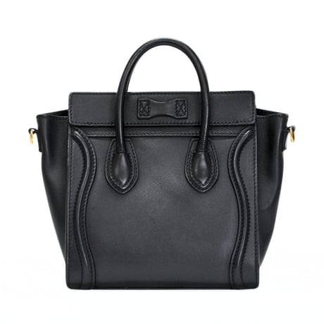 CELINE Nano Luggage Tote Bag Leather Black #75599