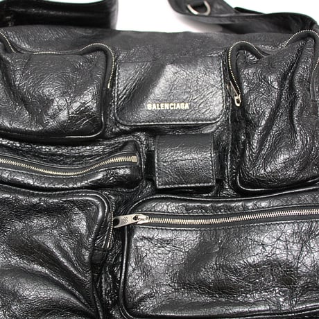 BALENCIAGA Large Superbusy Sling Bag Leather Black #76780