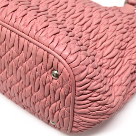 Miu Miu Matelasse Satchel Bag with Bijou Chain Nappa Leather Pink #75586