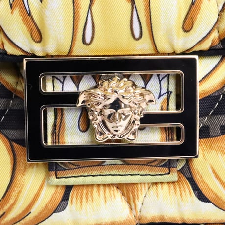FENDI x VERSACE FENDACE Mamma Baguette Bag Quilted Printed Silk 8BR600 #19656