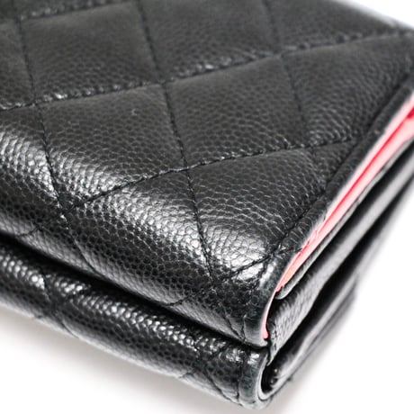 CHANEL Mesh CC Small Flap Wallet Quilted Caviar Black #75691