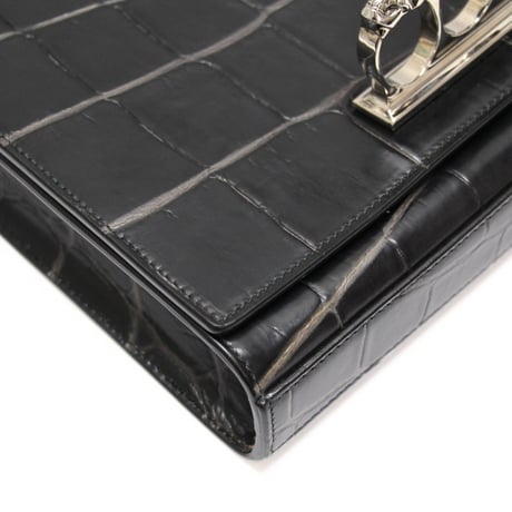 Alexander McQueen 4-Ring Skull Knuckle Shoulder Bag Leather Black #32105