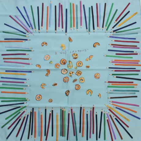 HERMES Carre 90 Silk 100% Scarf Stole "A VOS CRAYONS" #76518