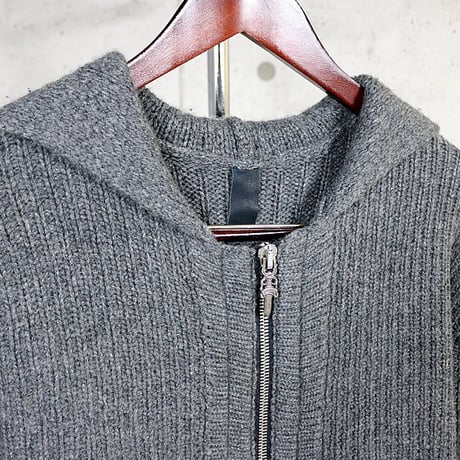 Chrome Hearts Cashmere Large Cross Patch Knit Zip Hoodie Gray＃104904