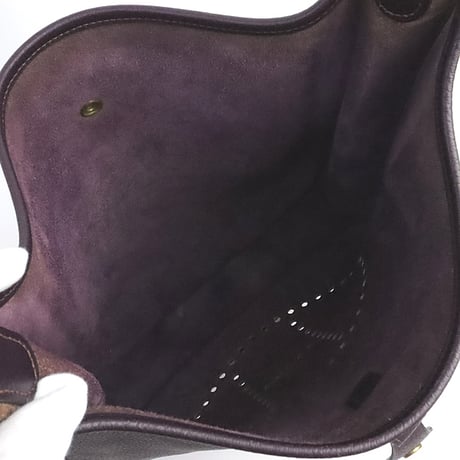 HERMES Evelyne GM Shoulder Bag Taurillon Clemence Leather Raisin #19514