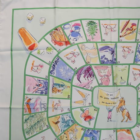 HERMES Carre 90 Silk 100% Scarf Stole "LE JEU DES PETITS BONHEURS" #76487