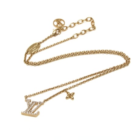 GUCCI LV Iconic Pendant Necklace Crystal Gold-toned M00596＃76400
